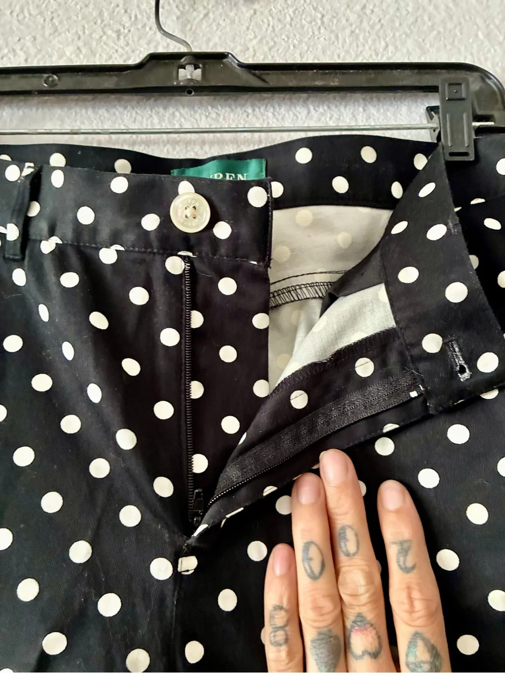Lauren Ralph Lauren 12P Black Polka Dot Cropped Pants Business Casual Preppy EUC